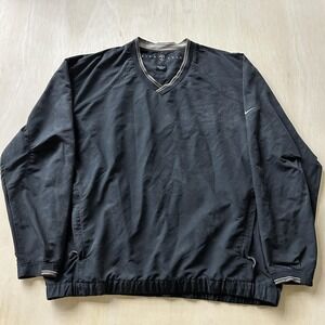 Nike Golf Windbreaker Jacket Mens XL Black V Neck Pullover Pockets Lightweight